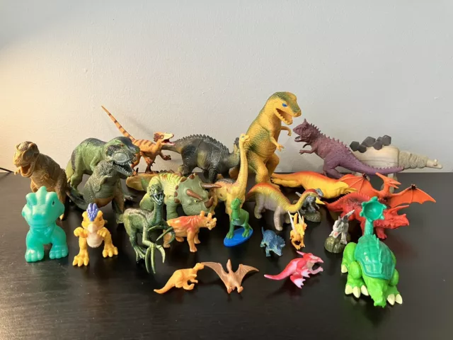 Dinosaur Figures Toys Mixed Lot of 25+ Assorted Brands Various Sizes