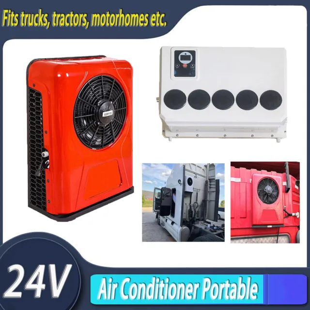 24V Red Truck Sleeper Air Conditioner Fit Bus RV 24V Air Conditioner Portable