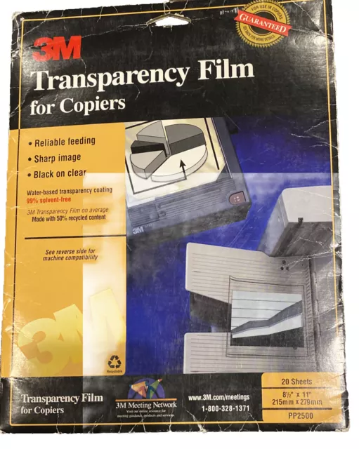 3M (19 Sheets) PP2500 Transparency Film for Plain Paper Copiers - Open Box