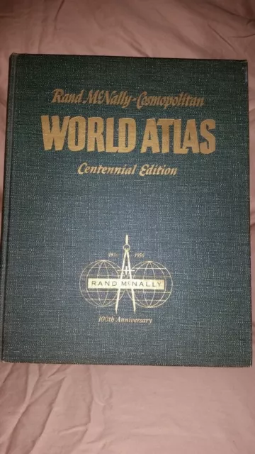 1957 Rand-McNally Cosmopolitan World Atlas Centennial Edition 100th Anniversary