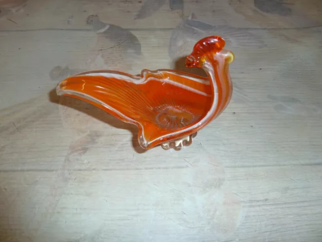 Superbe coupe  en forme de poule en verre de Murano, années 70, trés déco!!!