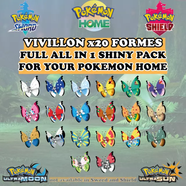 ✨ ALL 20 Shiny VIVILLON Pack ✨ 6IV Pokemon Sword Shield Pokemon Home PRISMILLON