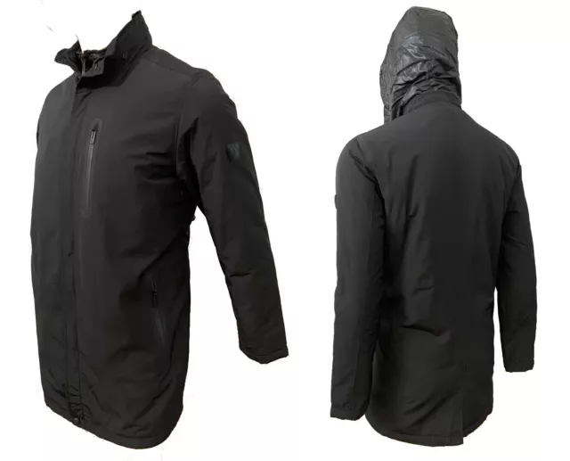 $250 TUMI T-TECH Men XXL (chest 57", 36" long) Black Hood Parka Field Jacket NWT