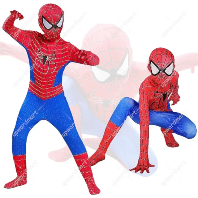 Kids Boy's Cosplay Spiderman Fancy Dress Party Costume Clothes Jumpsuit 3-12 Age