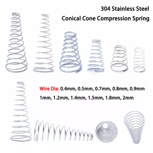Conical Cone Compression Spring Wire Dia 0.4mm-2mm 304 Stainless Steel Springs