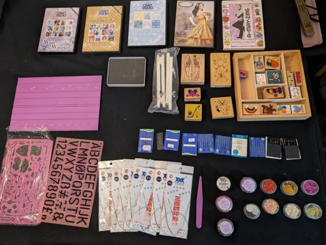 Craft Bundle Job Lot Clearance - Assorted Items, Stamps, CDs, Decorations
