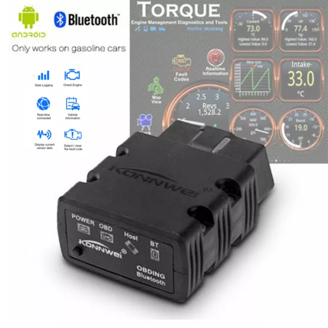 Bluetooth OBD2 OBDII Car Fault Code Reader Diagnostic Scanner for Android PC iOS