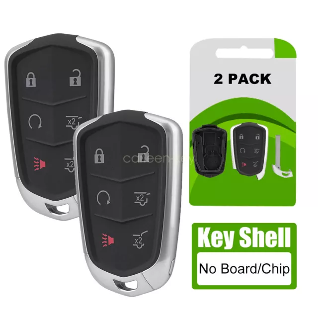 2 Key Fob Remote Shell Pad Case for 2015 2016 2017 2018 Cadillac Escalade / ESV