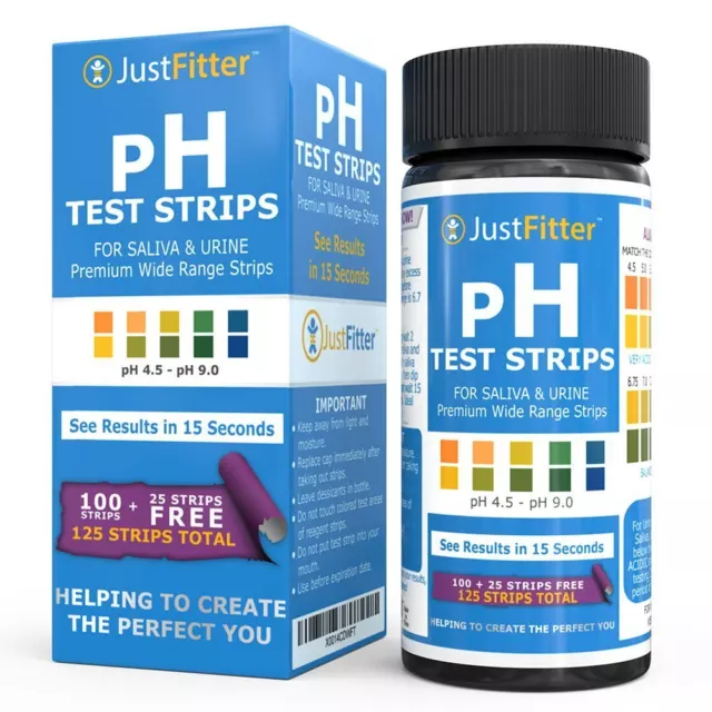 pH|Test Strips |125 Dual|Alkaline|Free Delivery|Urinalysis|Saliva|Diet|Healthy