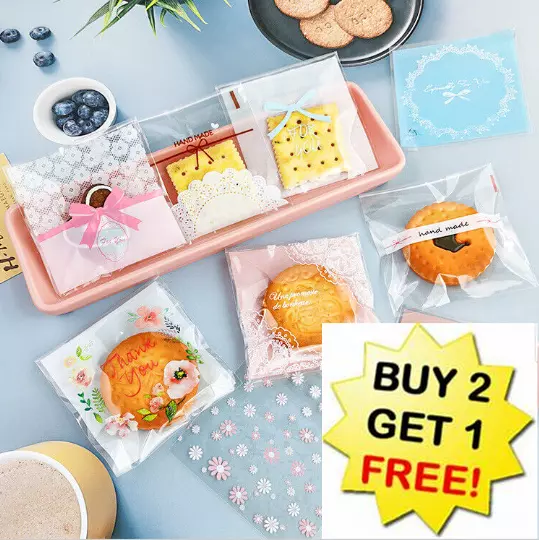 New 100pcs Cute Plastic Self Adhesive Candy Gift Packaging Cookie Bags 10x10cm