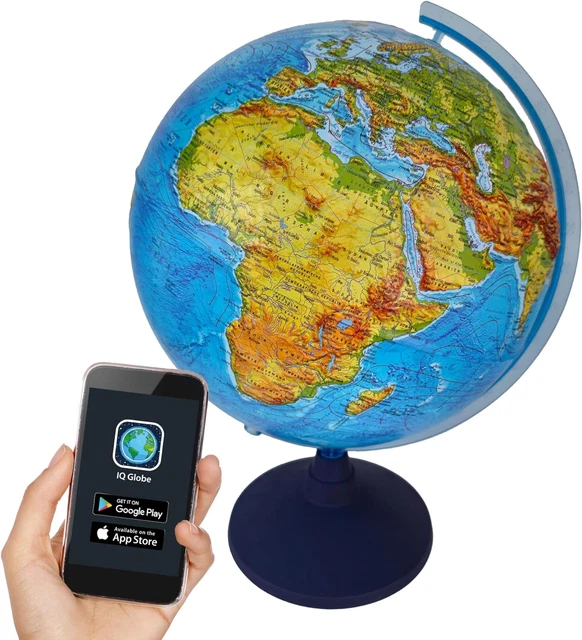 3D Lexi Globus Ø 32 Cm Con Smartphone IQ Globe App, Globo Luminoso Con Lampada a
