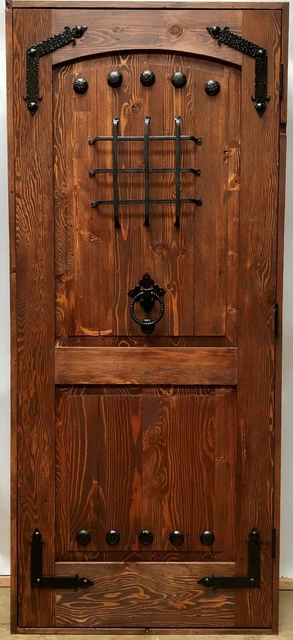 Rustic reclaimed lumber square top door solid wood castle winery outswing 2