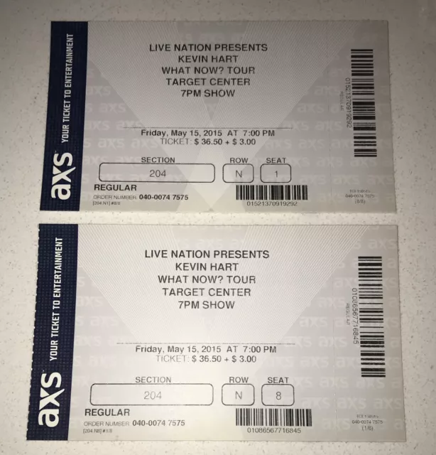 5/15/15 Kevin Hart 'What Now Tour' Comedy Target Center Full Unused Ticket Stub