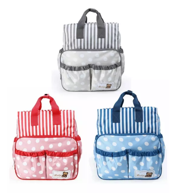 CLEARANCE 029 Polka Dots Baby Nappy Mummy Diaper Changing Bag Backpack Set Bags