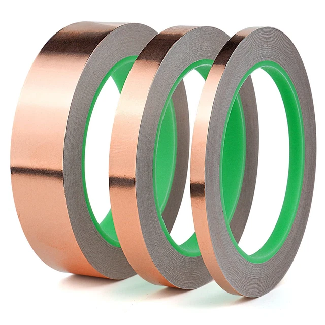 Copper Foil Tape 3 Pack (1inch 1/2inch 1/4inch x 66ft) with Conductive Adhesi...