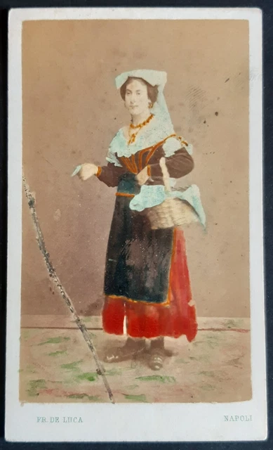 Napoli CDV albumina costumi tradizionali fratelli De Luca Sorrento colorata  