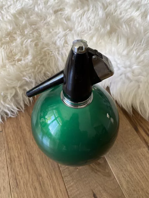 VINTAGE Seltzer Bottle - ENGLAND SPARKLETS HOSTMASTER Beautiful GREEN Home Decor