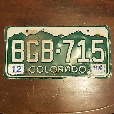 License Plate COLORADO BGB-715 12" x 6" Green White