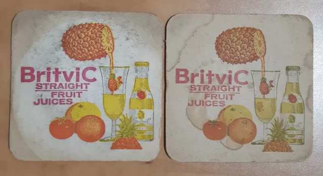 Vintage Britvic Straight Fruit Juices Beer Coaster Beer Mat