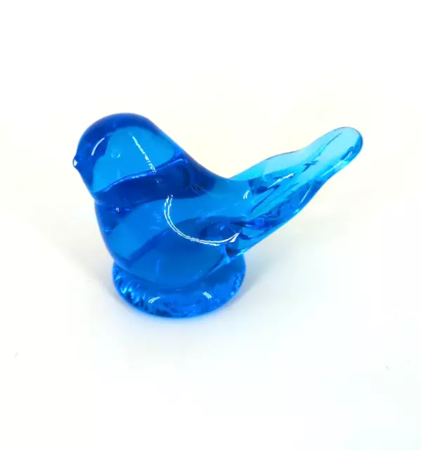 Blue Bird Of Happiness Signed Leo Ward 1996 Glass Figurine Paperweight