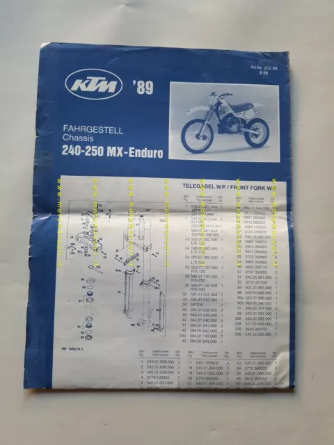 KTM 240-250 MX-Enduro 1989 catalogo ricambi TELAIO originale spare parts catalog
