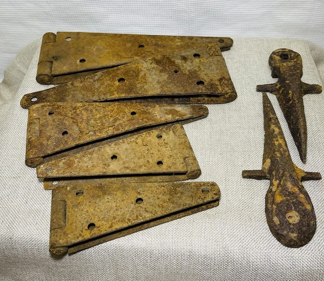 Lot Rustic Vintage Barn Strap Hinges Door Gate Rusty and Crusty Salvage