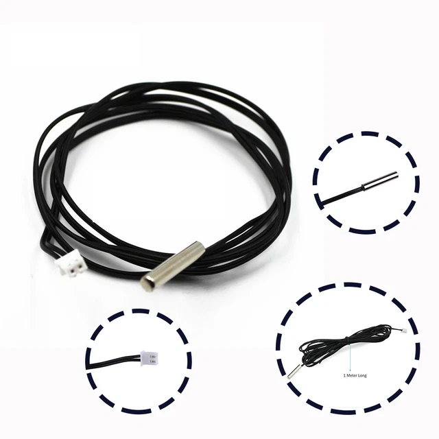 IOVEO NTC Temperaturfühler – 20kOhm & 10kOhm, 2 Meter PVC-Leitung, IP65