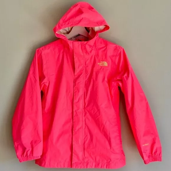 North Face girls zipline rain jacket large 14 16 pink full zip hooded Hyvent