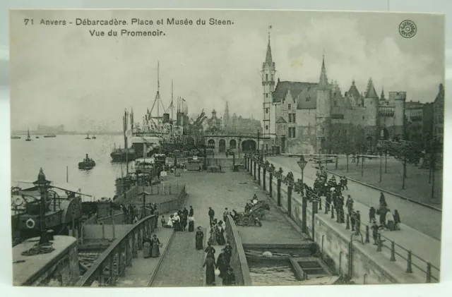 CPA - [Belgique] - Anvers - Débarcadère. Place et Musée du Steen... - TTBE