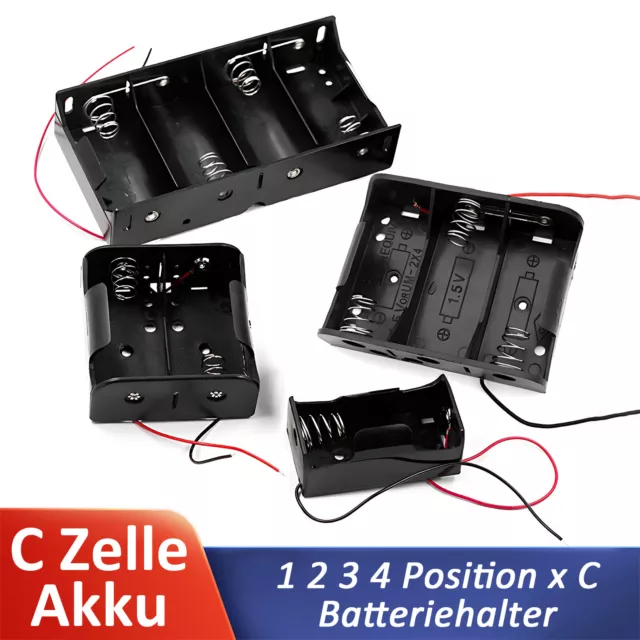 C x 1,2,3,4 Zelle Batteriehalter Etui Box mit Kabel Batterie Leitung Gehäuse