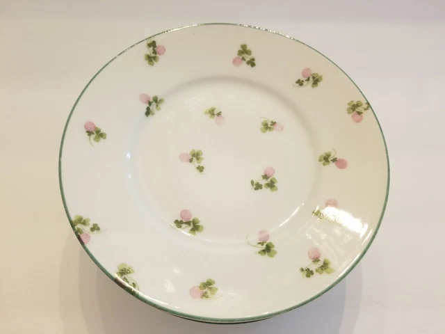 6 Vintage Royal Rudolstadt Prussia Saucers Pink Strawberry & Cloverleaf Design