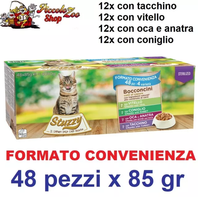 Stuzzy Cat Sterilized bocconcini 48 bustine x 85gr in 4 gusti gatti sterilizzati