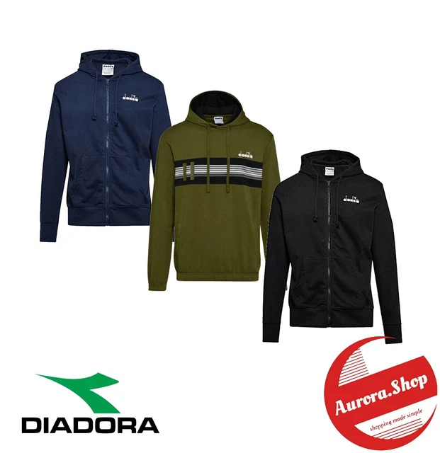 Felpa jacket Uomo DIADORA con Cappuccio Cotone 3 colori sport CASUAL