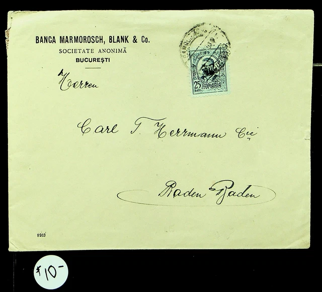 Romania 25 Bani On Cover From Bucuresti To Baden Germany