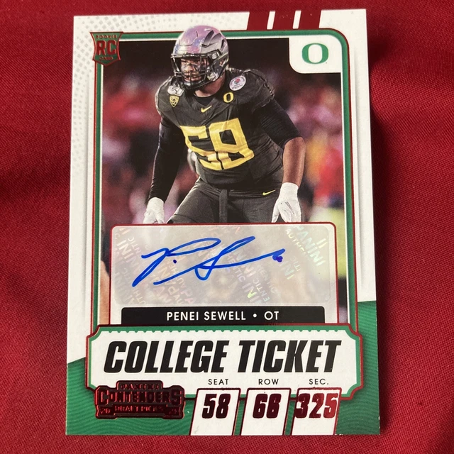 Penei Sewell 2021 Contenders Draft Picks Auto College ticket #194 RED Foil MINT