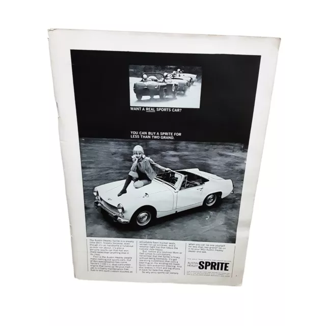1966 Austin Healey Sprite Car Original Print Ad Vintage