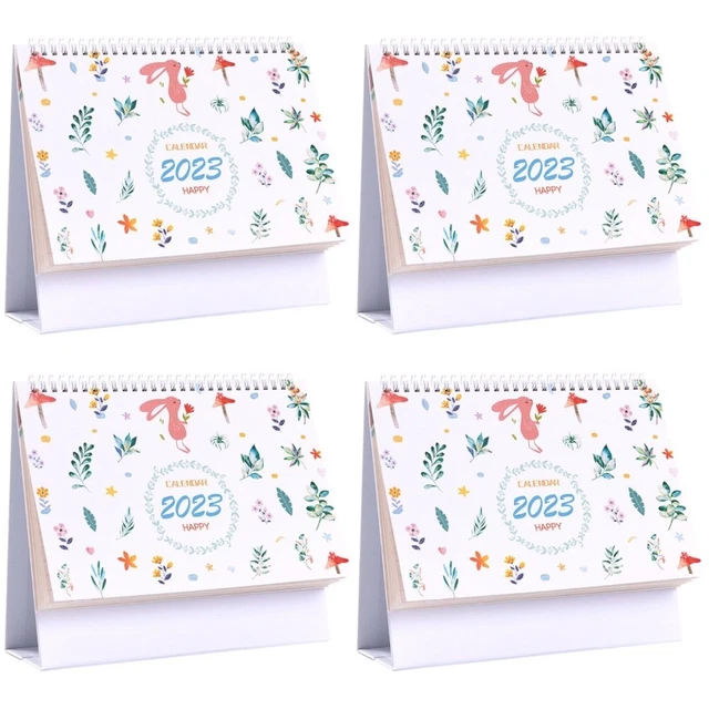 4 Pack Mini Calendario Decorativo Scrivania Mensile Fogli Mobili 2023 Ufficio