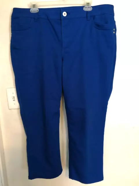 Chicos Womens Jeans 3 XL 16 Blue Denim Platinum Ankle Crop Ultimate Fit Pockets