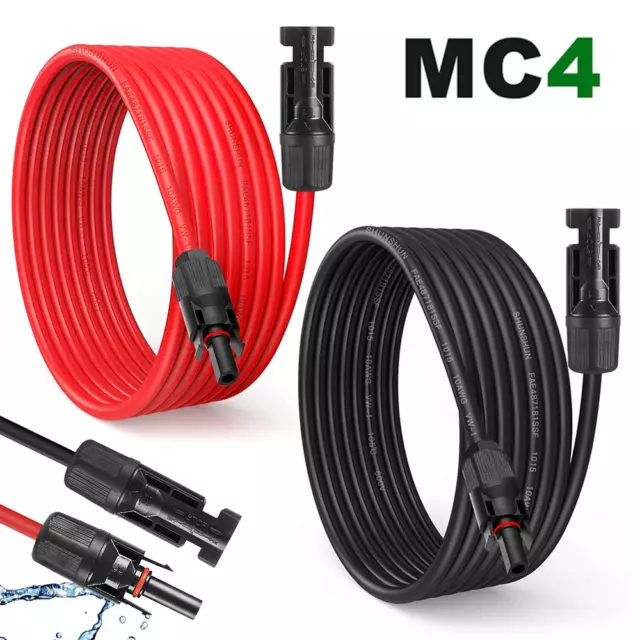 1/5/10/20M Black+Red Solar Panel Extension Cable Wire For MC4 Connector 4/6mm²