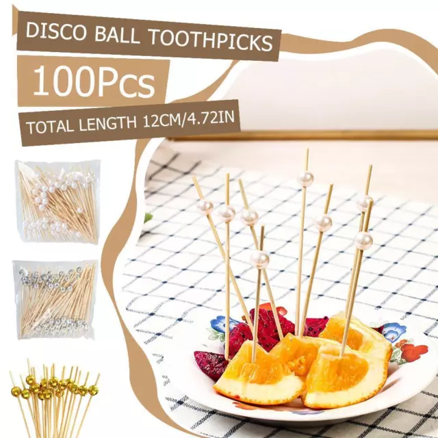 100 Pcs Cocktail Picks, Disco Ball Toothpicks, Toothpicks For Appetizers T3J5