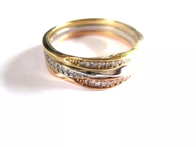 Ring Gold 375 tricolor mit Diamanten, 3,58 g