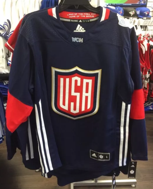 2016 World Cup of Hockey Team USA Adidas Jersey Replica Size Large Blue Replica
