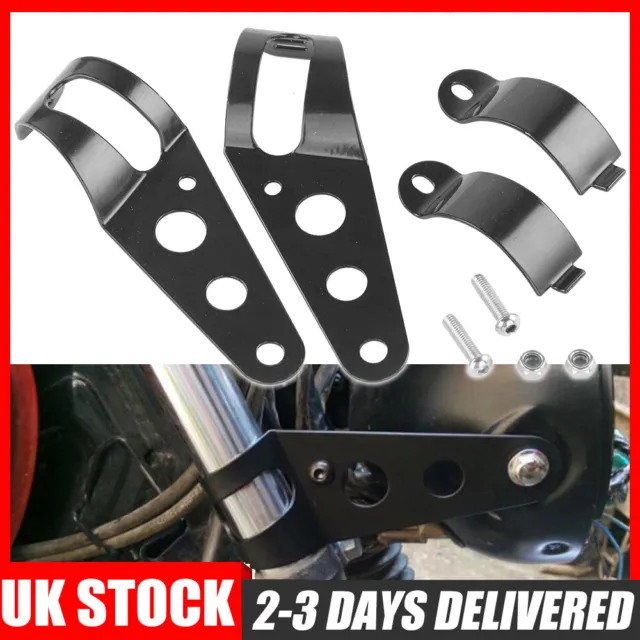 2x Universal Motorbike Motorcycle Headlight Bracket Fork Holder Mount 35-43mm UK