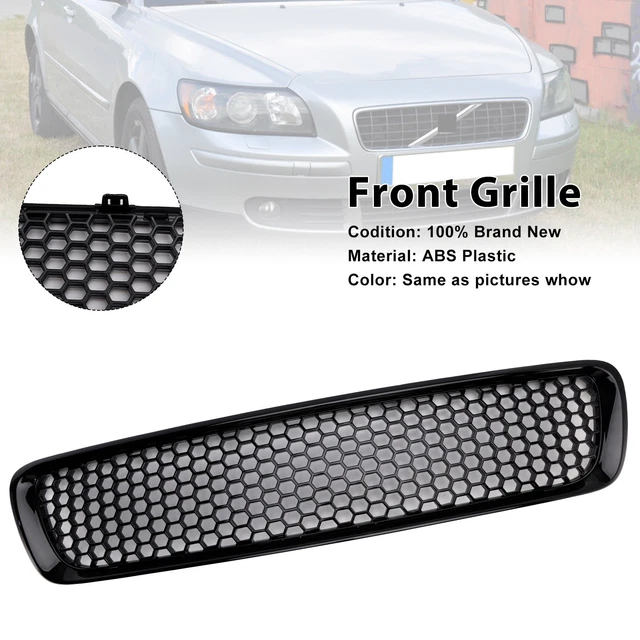 Gloss Black Front Bumper Honeycomb Grille Grill Fit Volvo S40 V50 2004-2007