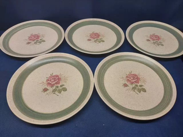 Vintage Canonsburg Pottery Blush Pink Set/5 Dinner Plates Retired Pattern