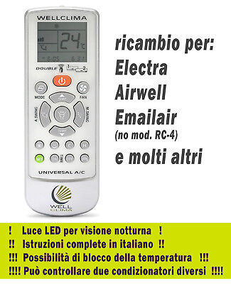 Socobeta Telecomando per climatizzatore 25 in 1 Controller di Ricambio per Electra/Airwell/Emailair/Elco RC-3 