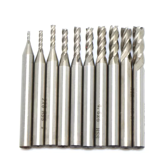 10Pcs HSS CNC 4 Flute End Milling Cutter Set 1.5/2/2.5/3/3.5/4/4.5/5/5.5/6mm