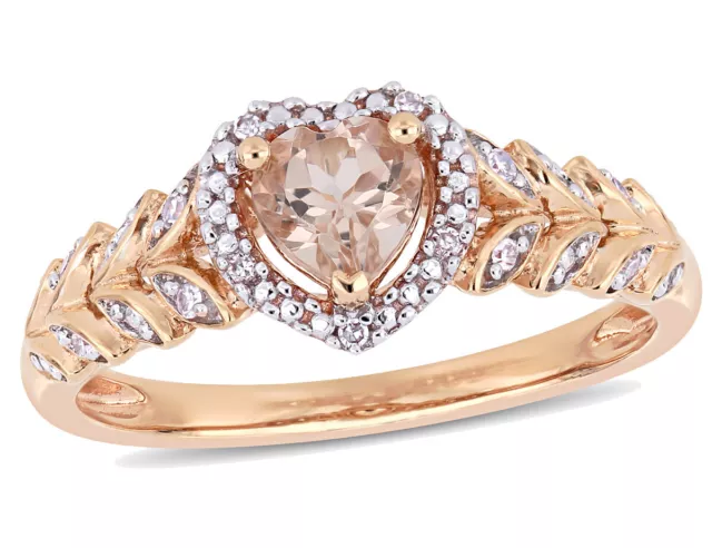 1/2 Carat Morganite Heart Ring in 10K Rose Pink Gold