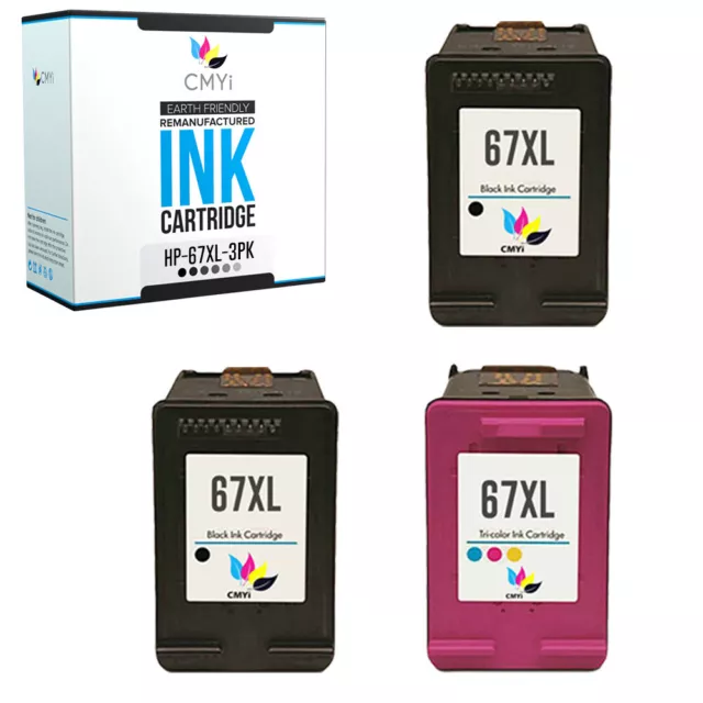 Cartuchos de tinta de repuesto HP 67XL color negro 3 PK para impresora DeskJet Plus