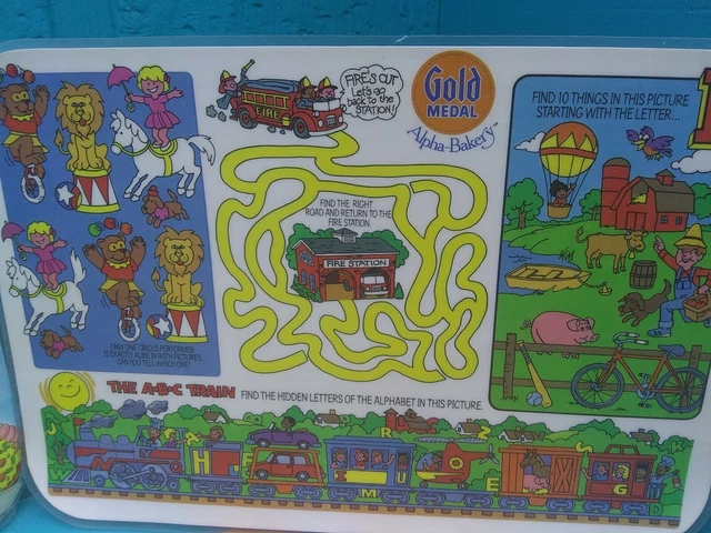 Vtg Gold Medal Alpha-Bakery (4) 2-Sided Laminated Placemats General Mills 1988. 3